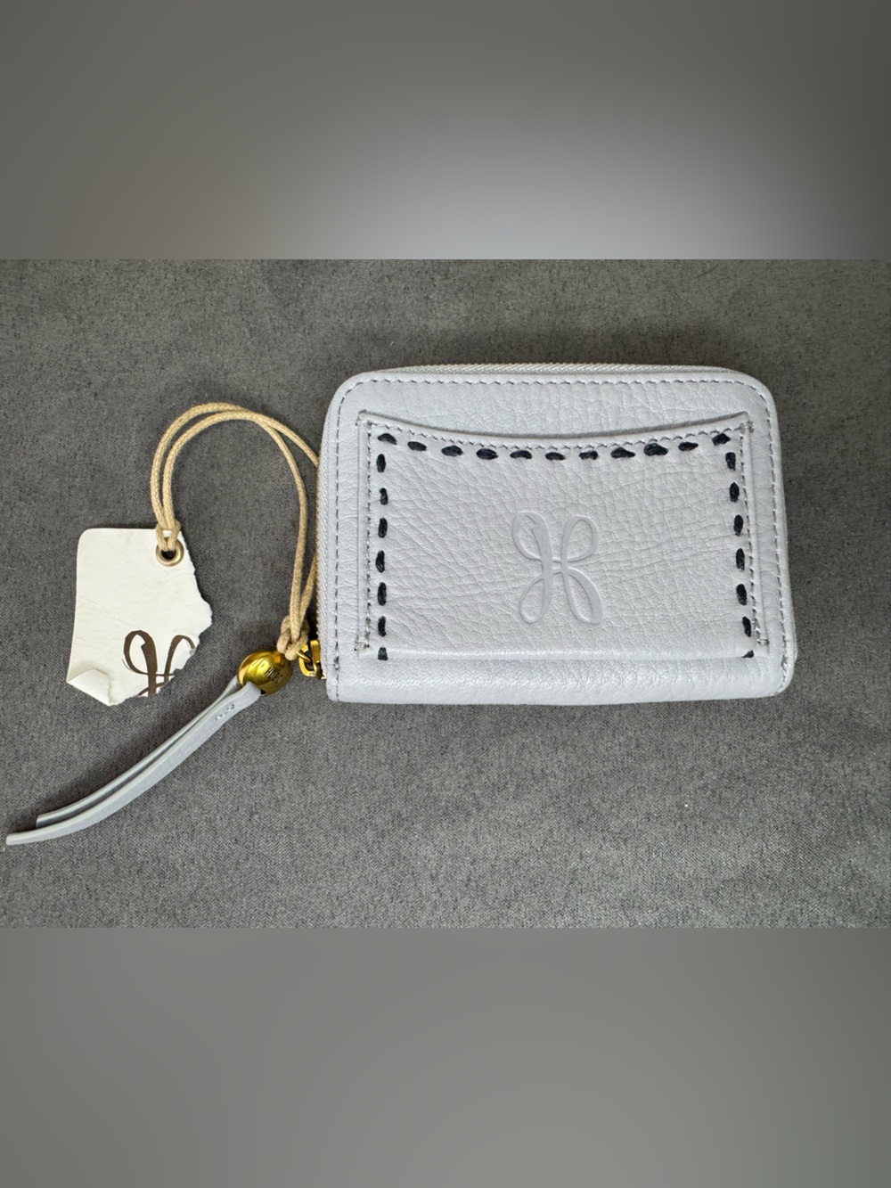 Hobo Blue Pearl Leather Card Case Wallet NWT Zip Around Slim